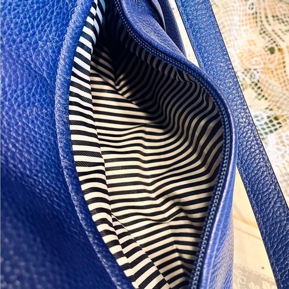 KATE SPADE Cobalt Blue Pebbled Leather Satchel Tote Shoulder OR Hand Bag CLEAN - Picture 9 of 12